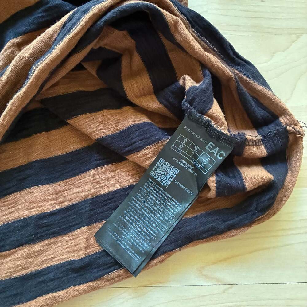 Guess Jeans USA Striped Crewneck T-Shirt Brown and Black - Picture 3 of 6